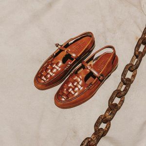 Hereu Roqueta Tan Brown Slingback Loafers Size 40 EU Brand New